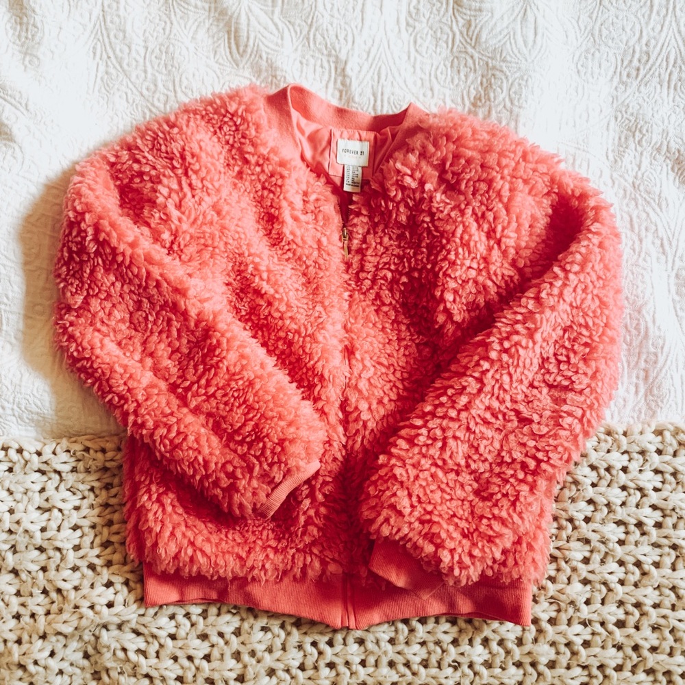 Forever 21 Fuzzy Zip-Up Sweatshirt